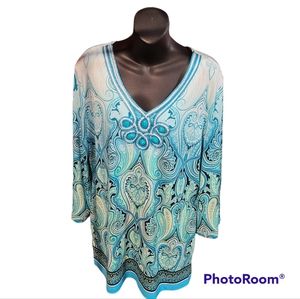 JM Collection blue blouse